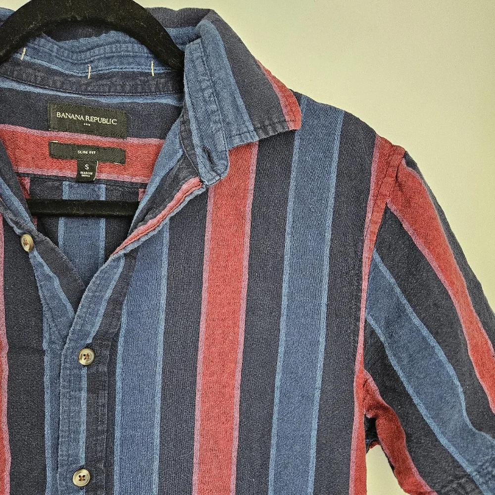 Banana Republic Men's Striped Shirt - Red and Blue - Picture 1 of 4